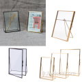 Cadre photo en verre rectangle d'or antique simple